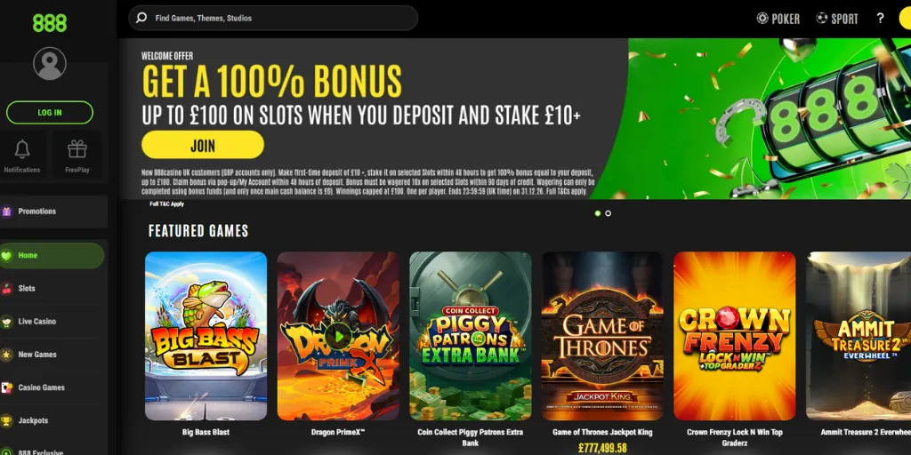 888 casino No Deposit Bonus